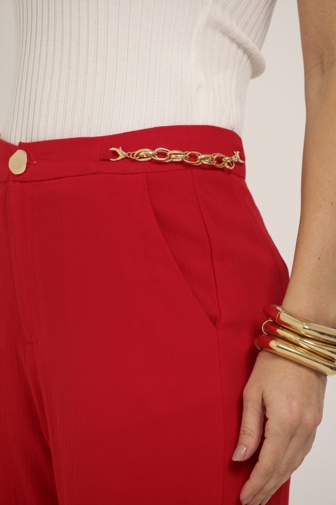 9037408 - Calça Com Detalhe De Corrente VERMELHO 9037408 - Calça Com Detalhe De Corrente VERMELHO