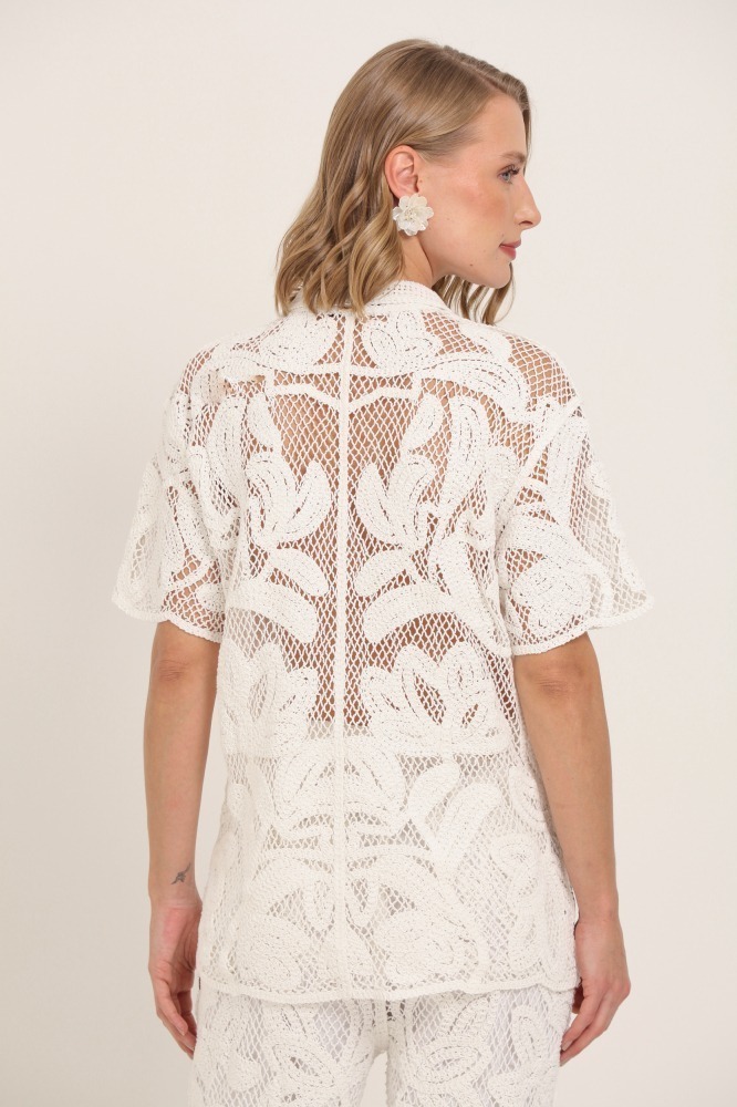 9037409 - Camisa Guipir Manga Curta  BRANCO