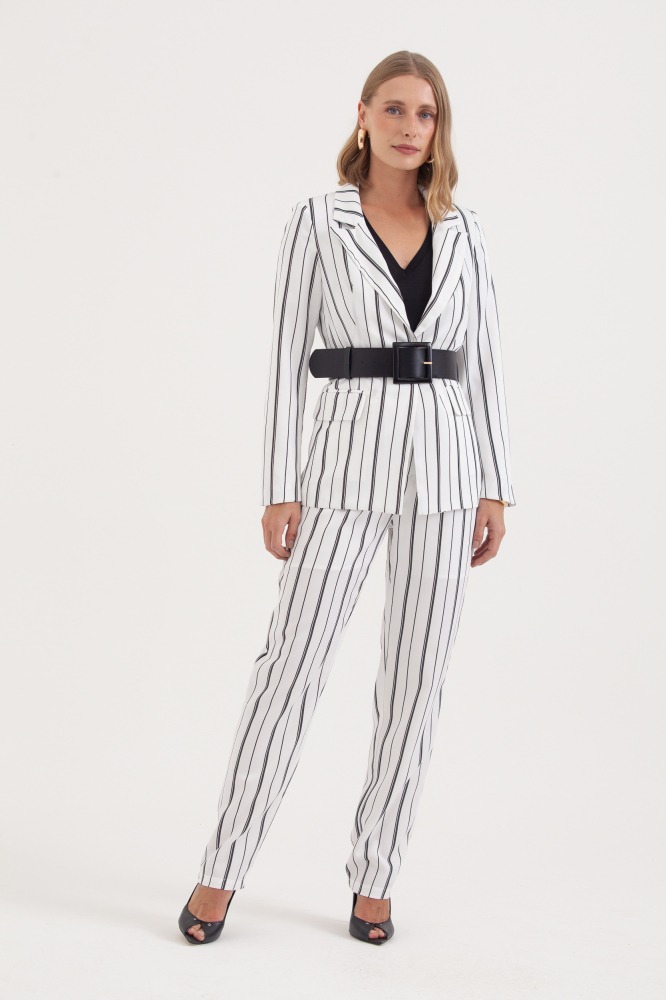9037412 - Blazer Listrado Ajustado BRANCO 9037412 - Blazer Listrado Ajustado BRANCO