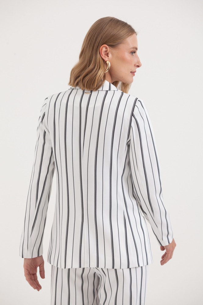 9037412 - Blazer Listrado Ajustado BRANCO 9037412 - Blazer Listrado Ajustado BRANCO