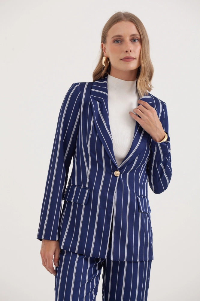 9037412 - Blazer Listrado Ajustado MARINHO 9037412 - Blazer Listrado Ajustado MARINHO - Imagem 2