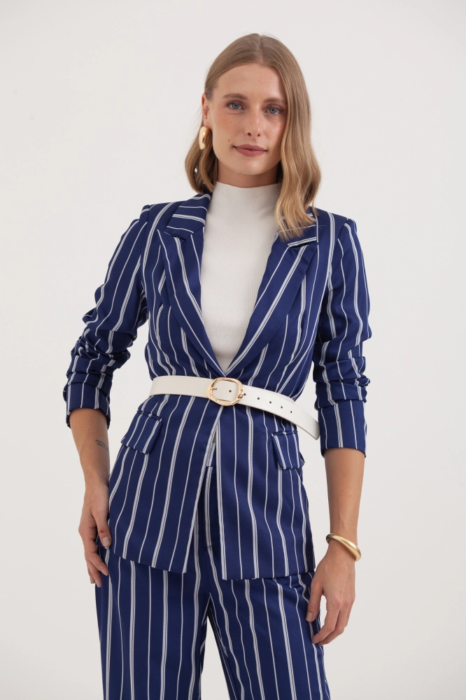 9037412 - Blazer Listrado Ajustado MARINHO 9037412 - Blazer Listrado Ajustado MARINHO - Imagem 1