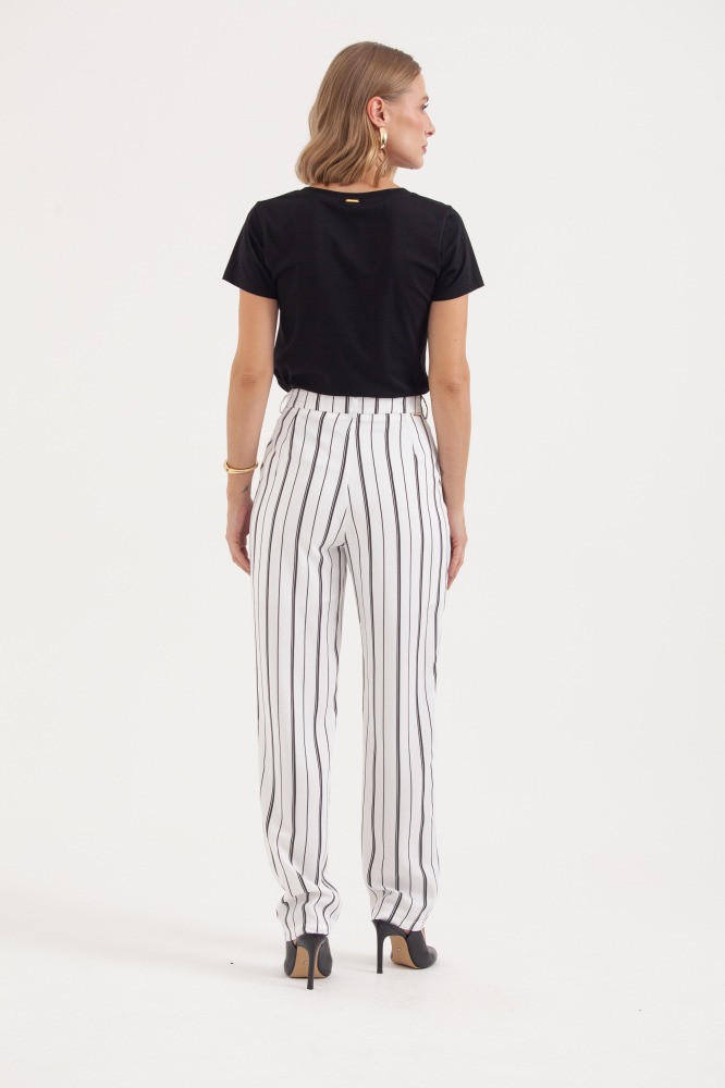 9037413 - Calça Listrada Reta BRANCO 9037413 - Calça Listrada Reta BRANCO