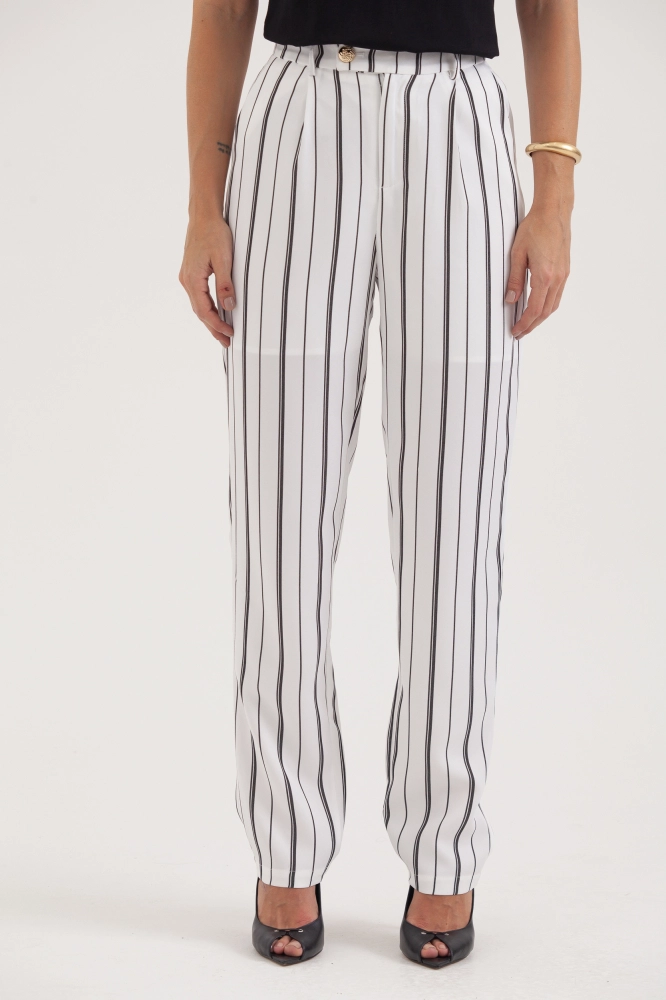 9037413 - Calça Listrada Reta BRANCO 9037413 - Calça Listrada Reta BRANCO - Imagem 2