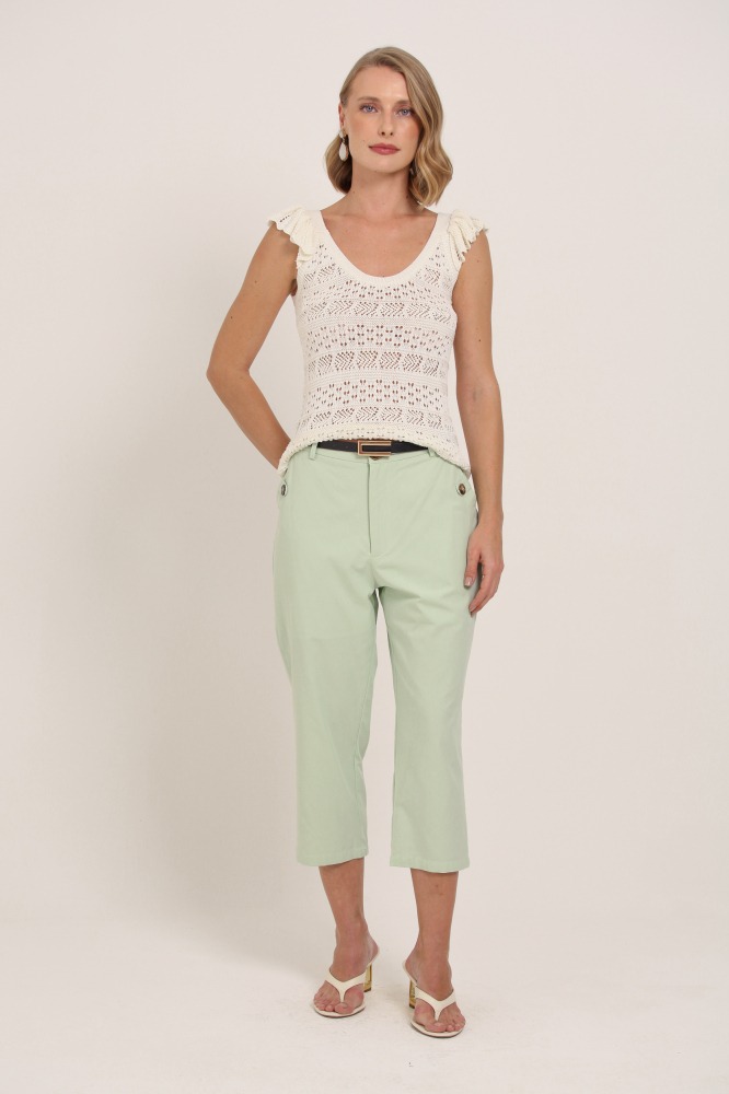 9037414 - Calça Capri Martingale No Bolso VERDE ÁGUA 9037414 - Calça Capri Martingale No Bolso VERDE ÁGUA