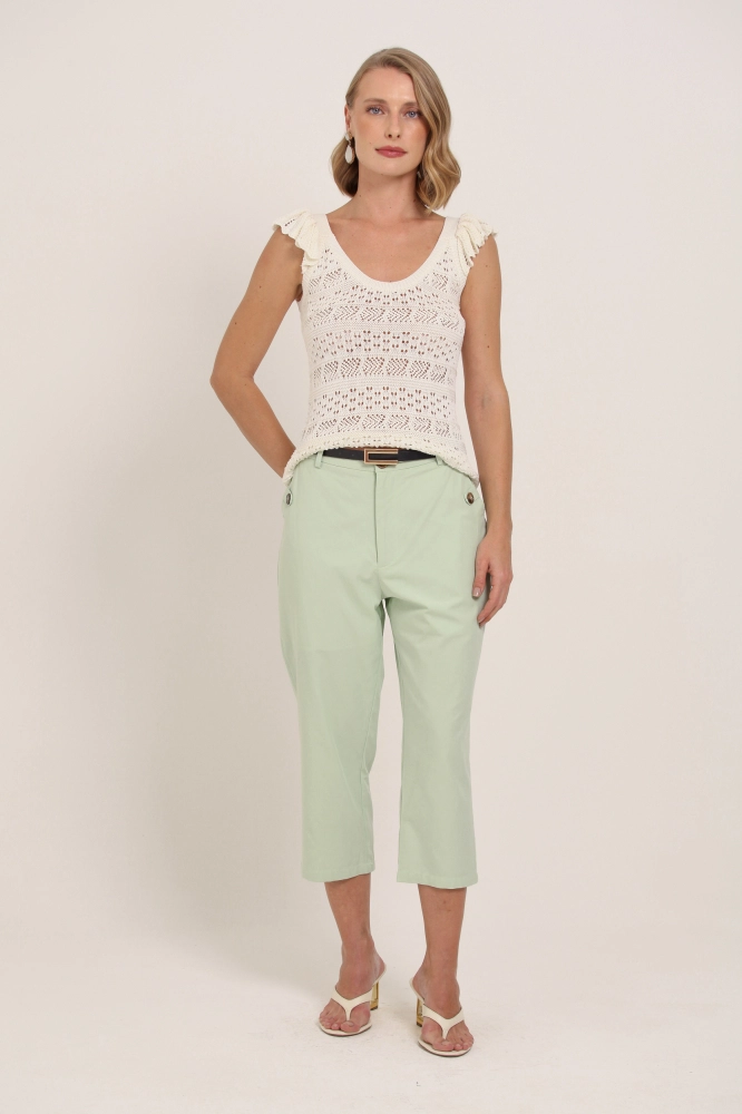 9037414 - Calça Capri Martingale No Bolso VERDE ÁGUA 9037414 - Calça Capri Martingale No Bolso VERDE ÁGUA - Imagem 1
