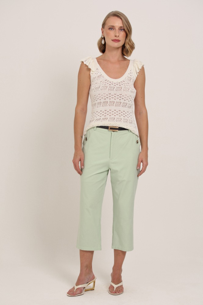 9037414 - Calça Capri Martingale No Bolso VERDE ÁGUA 9037414 - Calça Capri Martingale No Bolso VERDE ÁGUA
