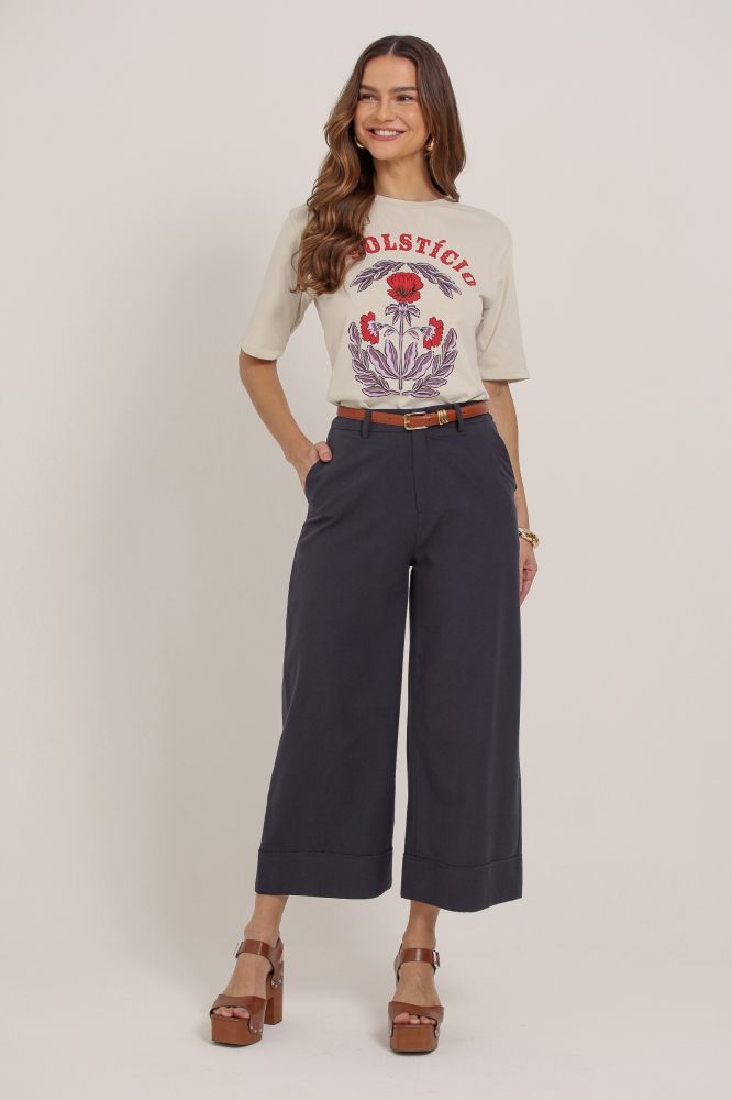 9037415 - Calça Chino Pantacourt Barra Italiana MARINHO 