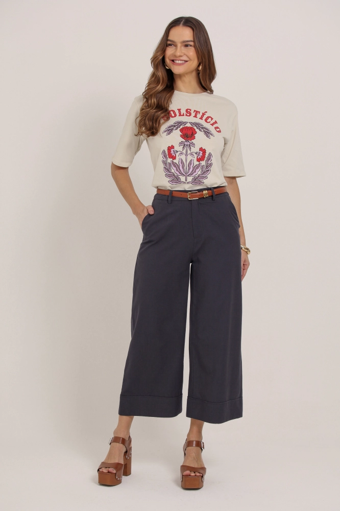 9037415 - Calça Chino Pantacourt Barra Italiana MARINHO 
