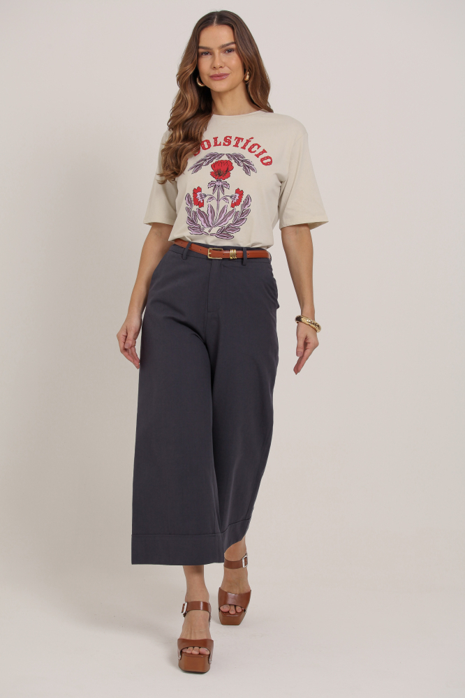 9037415 - Calça Chino Pantacourt Barra Italiana MARINHO 