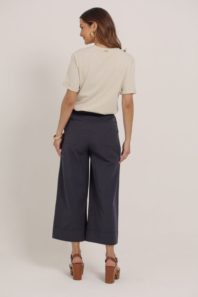 9037415 - Calça Chino Pantacourt Barra Italiana MARINHO 
