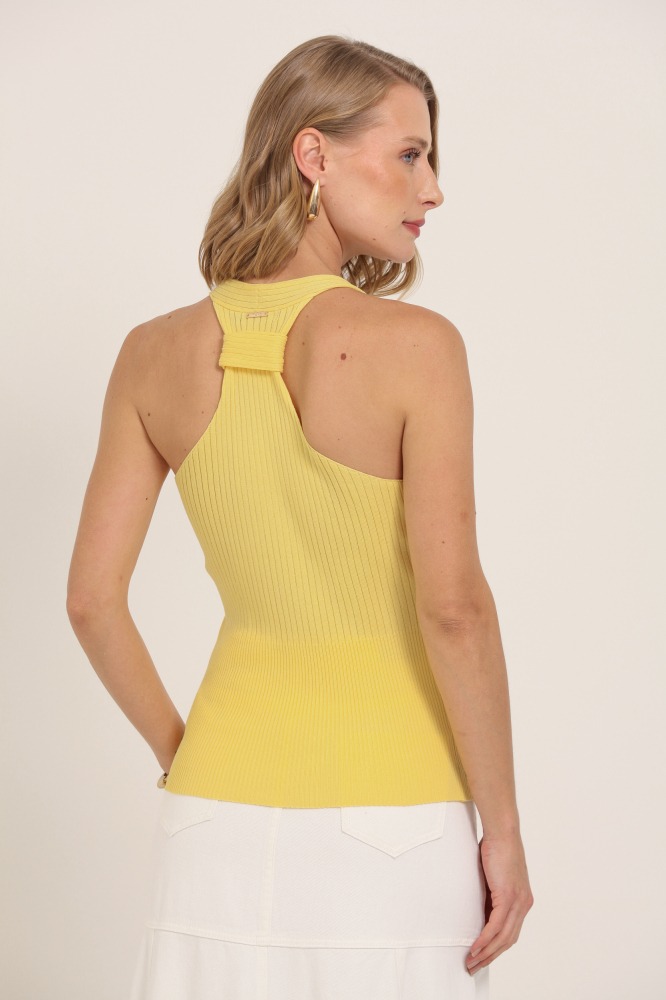 9037417 - Regata Tricot Detalhe Costas AMARELO