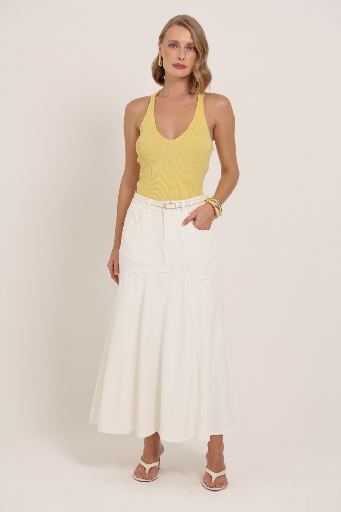 9037417 - Regata Tricot Detalhe Costas AMARELO