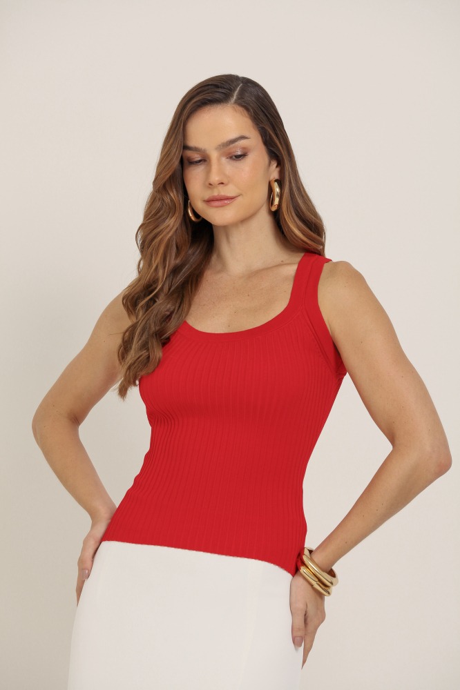 9037419 - Blusa Regata Tricot Alça Dupla VERMELHO