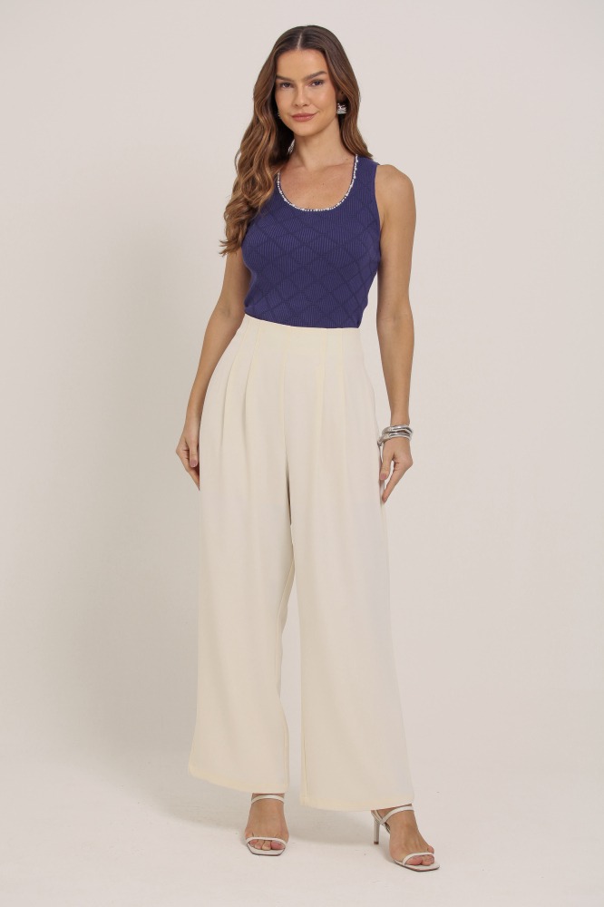 9037420 - Regata Tricot Pérolas Decote MARINHO 