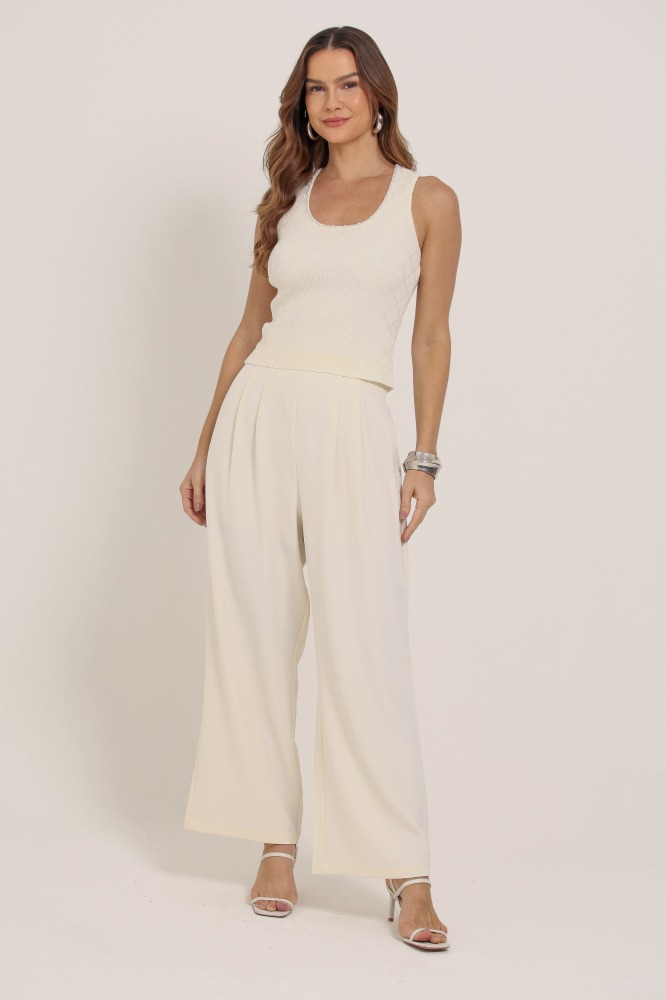 9037420 - Regata Tricot Pérolas Decote OFF-WHITE