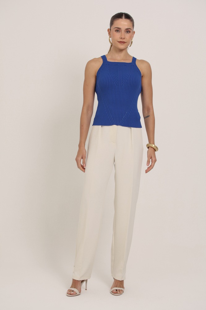 9037424 - Regata Tricot Decote Reto AZUL