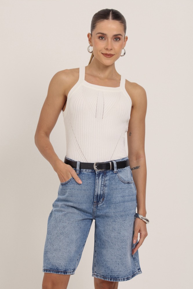 9037424 - Regata Tricot Decote Reto OFF-WHITE