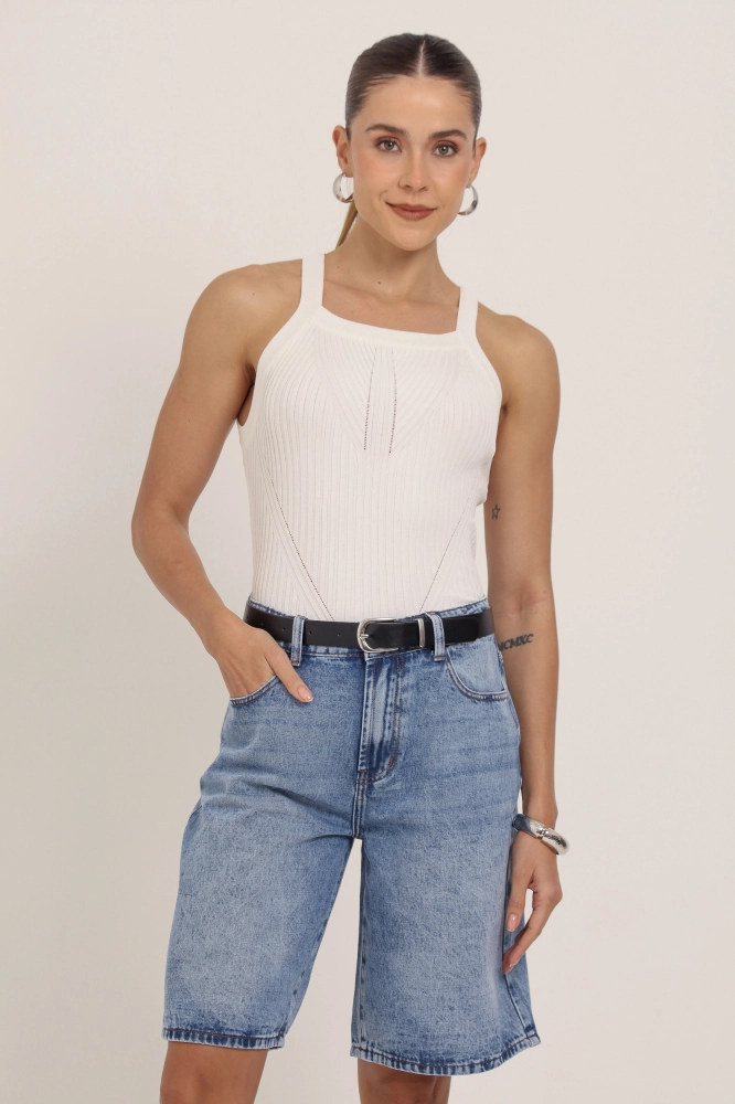 9037424 - Regata Tricot Decote Reto OFF-WHITE