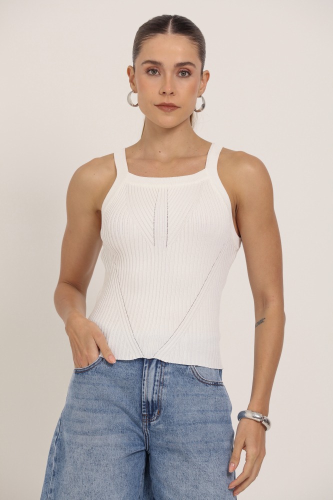 9037424 - Regata Tricot Decote Reto OFF-WHITE