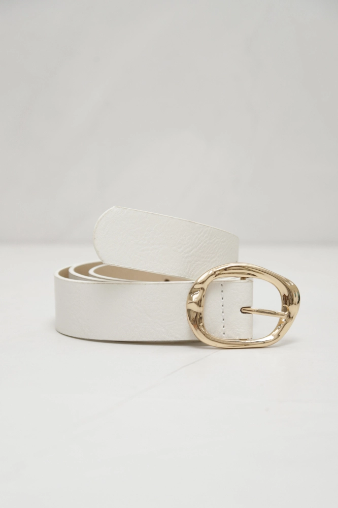 9037467 - Cinto Fivela Metal Martelada OFF-WHITE 9037467 - Cinto Fivela Metal Martelada OFF-WHITE - Imagem 1
