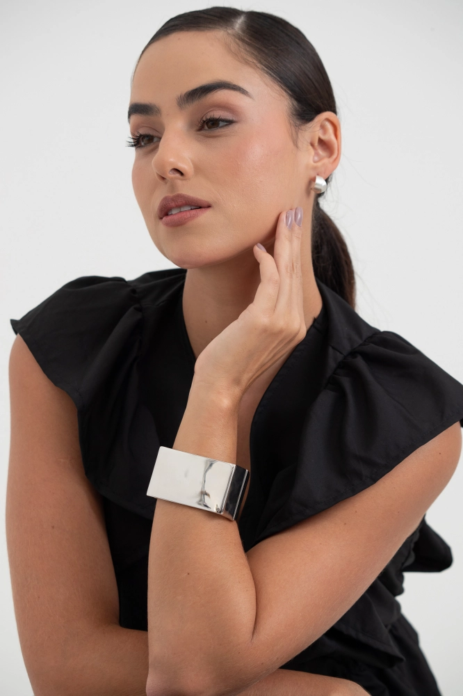 9037474 - Bracelete Largo Quadrado PRATA - Imagem 2