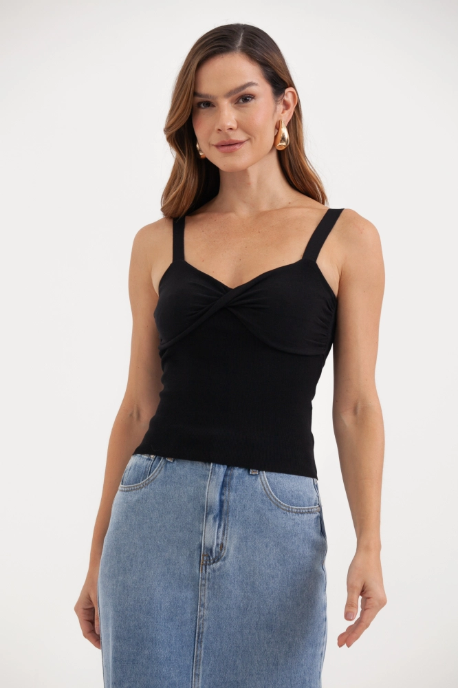 9037492 - Blusa Tricot Alcinha Detalhe Busto Retorcido PRETO 9037492 - Blusa Tricot Alcinha Detalhe Busto Retorcido PRETO - Imagem 2
