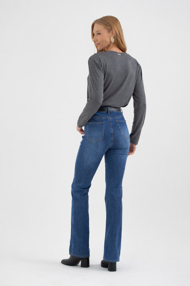 9037498 - Calça Jeans Bootcut Com Cinto JEANS
