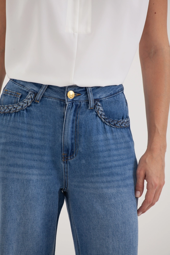 9037499 - Calça Jeans Bolso Detalhe Trança JEANS - Imagem 2