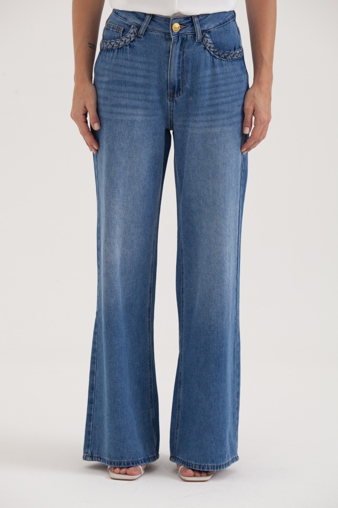 9037499 - Calça Jeans Bolso Detalhe Trança JEANS 9037499 - Calça Jeans Bolso Detalhe Trança JEANS