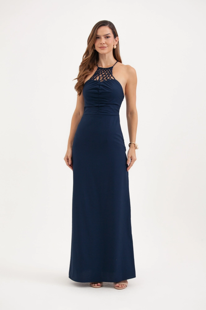 9037508 - Vestido Com Macramê E Franzido No Busto MARINHO 9037508 - Vestido Com Macramê E Franzido No Busto MARINHO - Imagem 1