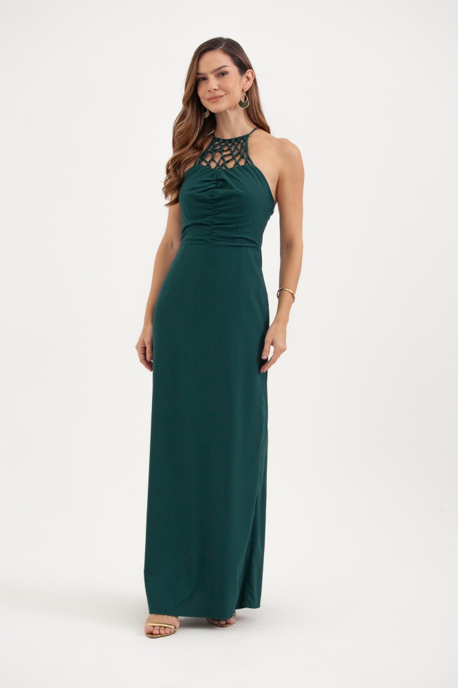9037508 - Vestido Com Macramê E Franzido No Busto VERDE 9037508 - Vestido Com Macramê E Franzido No Busto VERDE