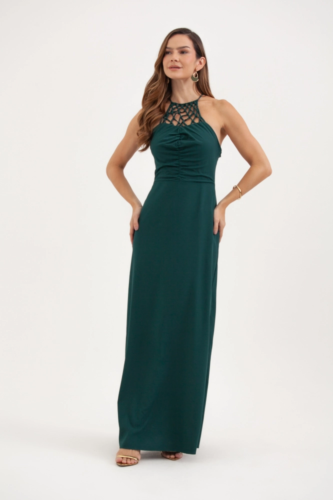 9037508 - Vestido Com Macramê E Franzido No Busto VERDE 9037508 - Vestido Com Macramê E Franzido No Busto VERDE - Imagem 1