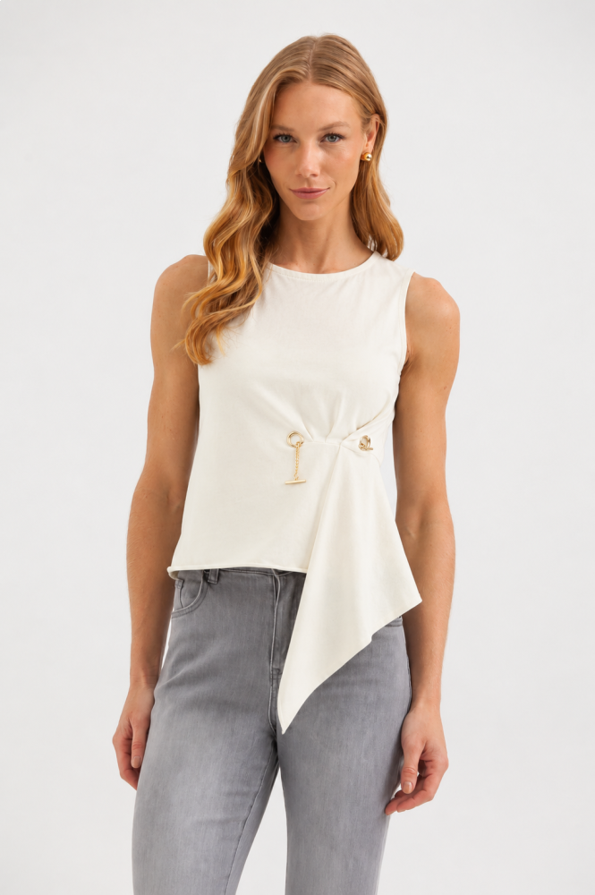 9037520 - Blusa Regata Com Detalhe De Ilhós E Corrente OFF-WHITE 9037520 - Blusa Regata Com Detalhe De Ilhós E Corrente OFF-WHITE