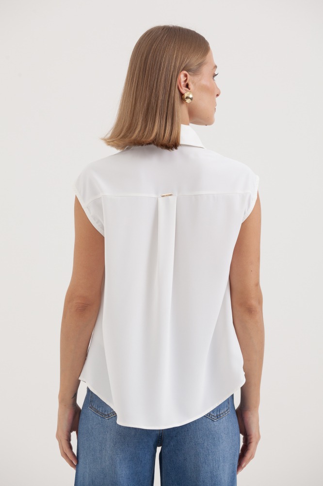 9037530 - Camisa Ampla Ombro Franzido OFF-WHITE 9037530 - Camisa Ampla Ombro Franzido OFF-WHITE