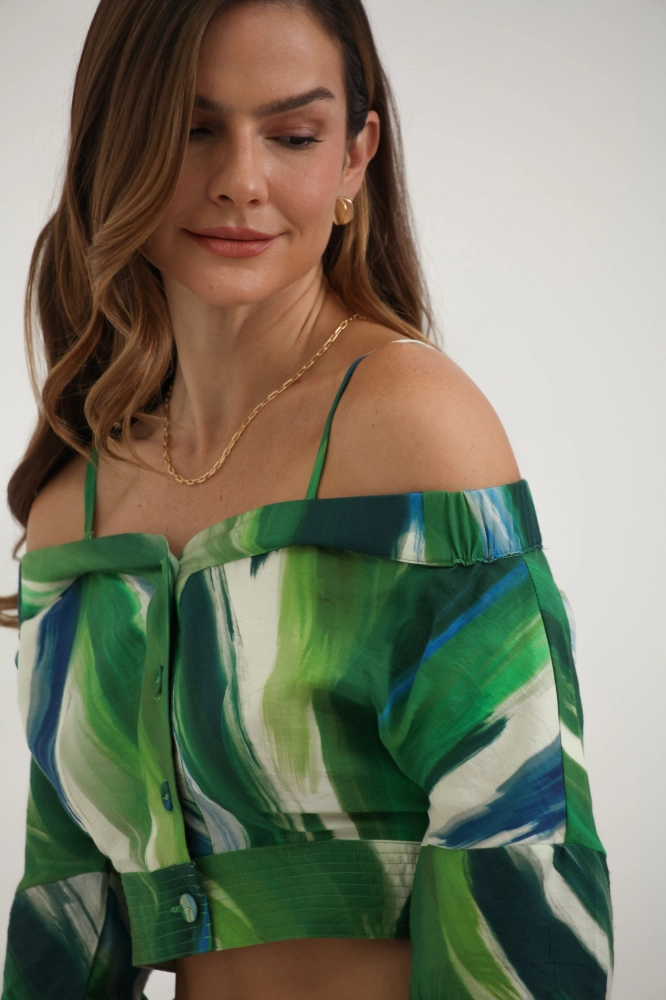 9037534 - Blusa Ombro A Ombro Estampa Botanique VERDE 9037534 - Blusa Ombro A Ombro Estampa Botanique VERDE - Imagem 2