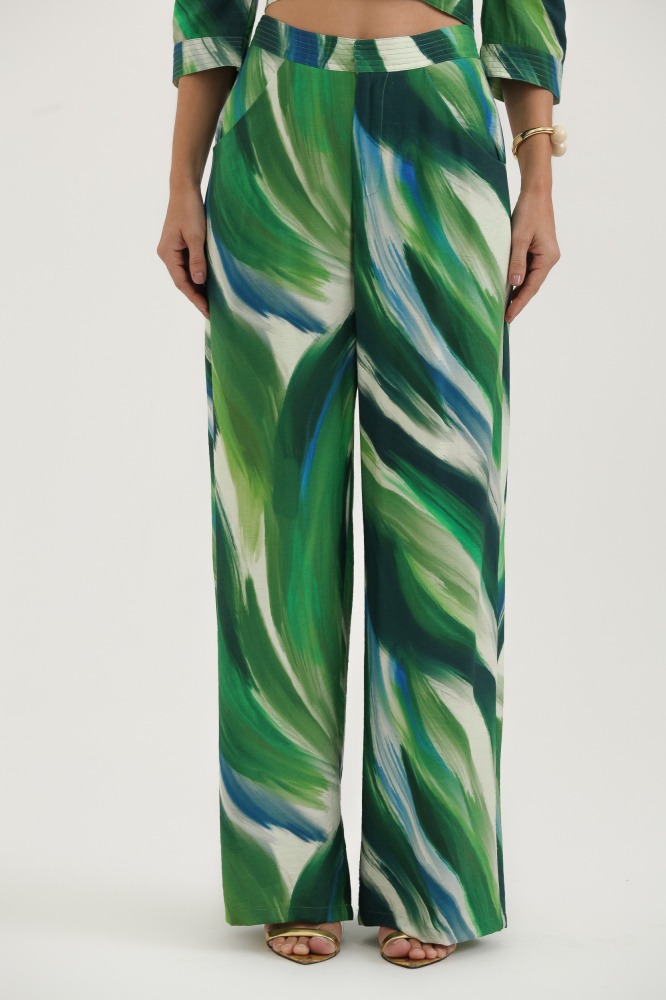 9037535 - Calça Pantalona Estampa Botanique VERDE 9037535 - Calça Pantalona Estampa Botanique VERDE
