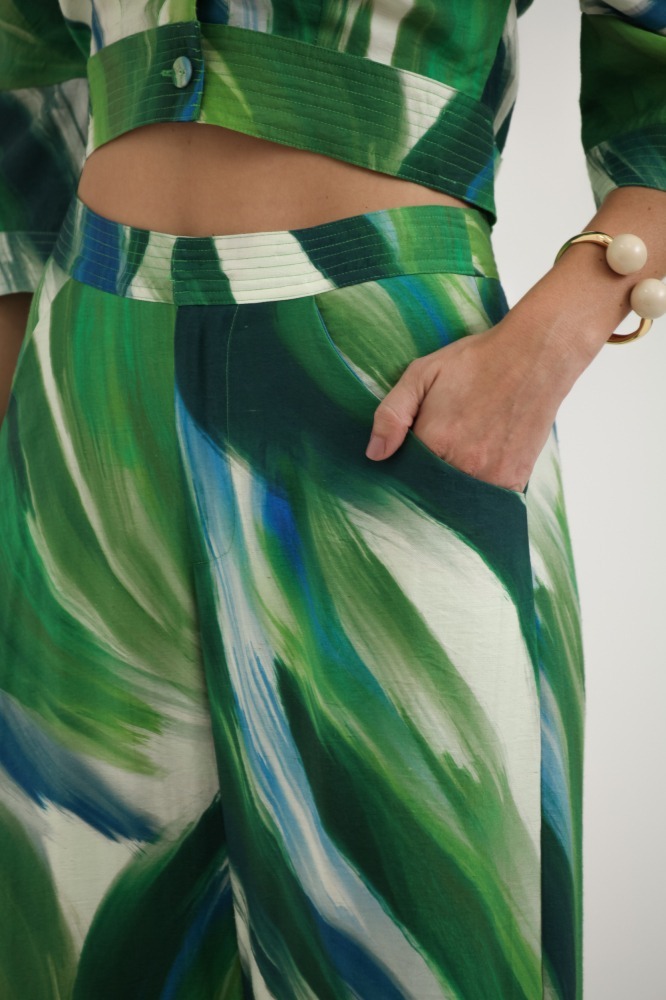 9037535 - Calça Pantalona Estampa Botanique VERDE 9037535 - Calça Pantalona Estampa Botanique VERDE