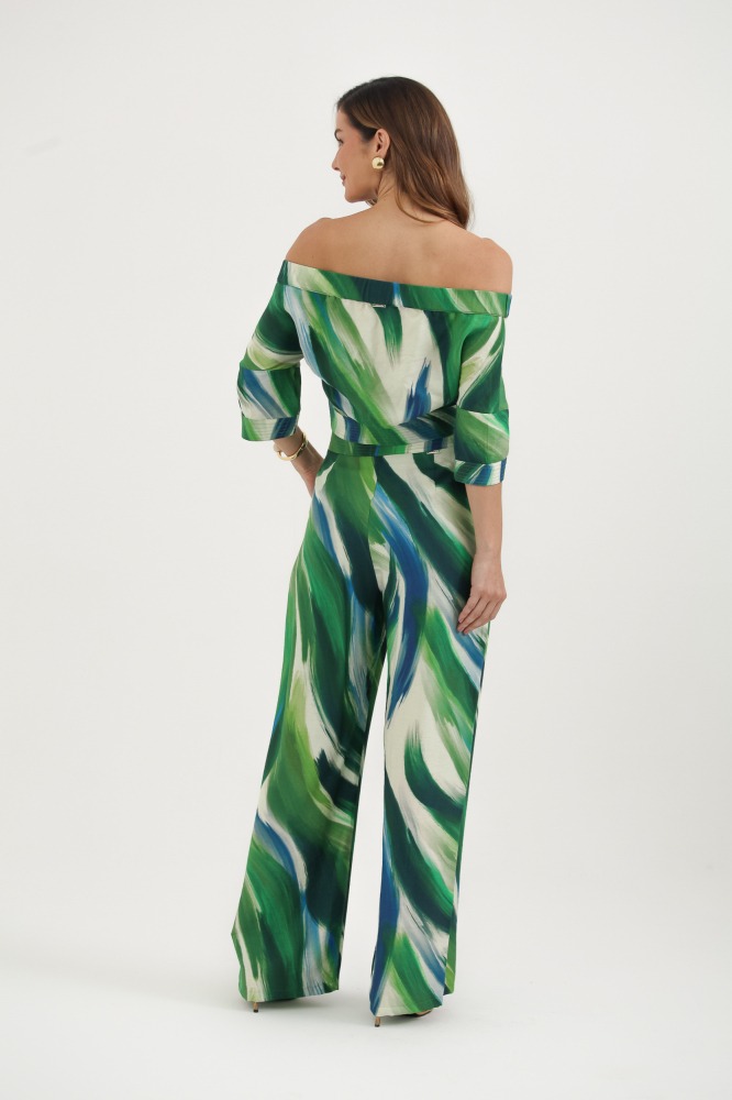 9037535 - Calça Pantalona Estampa Botanique VERDE 9037535 - Calça Pantalona Estampa Botanique VERDE