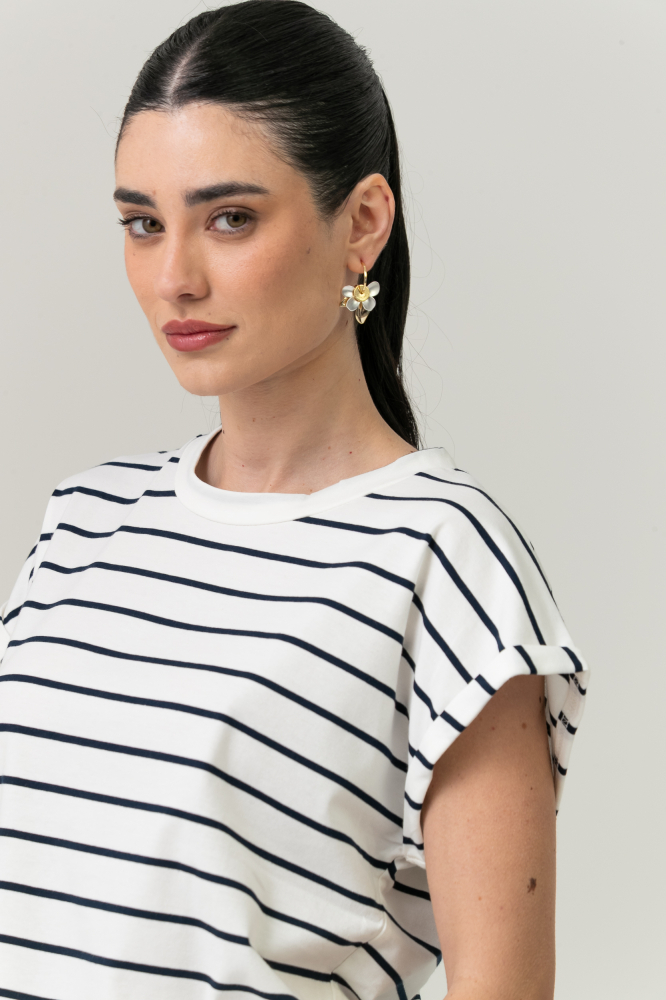 9037565 - Blusa Listrada Manga E Cava Caída MARINHO 9037565 - Blusa Listrada Manga E Cava Caída MARINHO