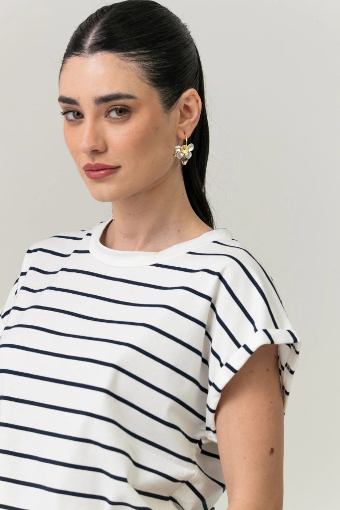 9037565 - Blusa Listrada Manga E Cava Caída MARINHO 9037565 - Blusa Listrada Manga E Cava Caída MARINHO - Imagem 2