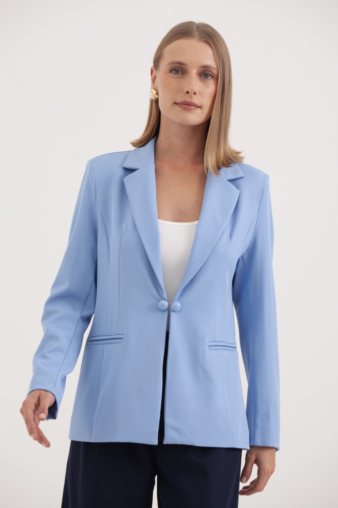 9037566 - Blazer Recortes Fecho Bolinha AZUL 9037566 - Blazer Recortes Fecho Bolinha AZUL