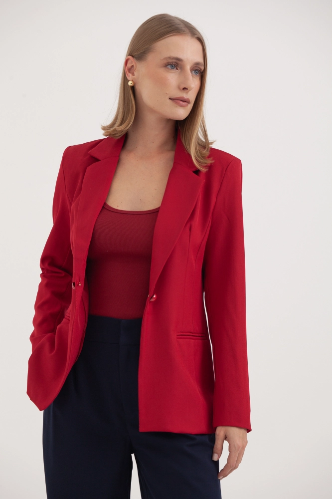 9037566 - Blazer Recortes Fecho Bolinha CEREJA - Imagem 2