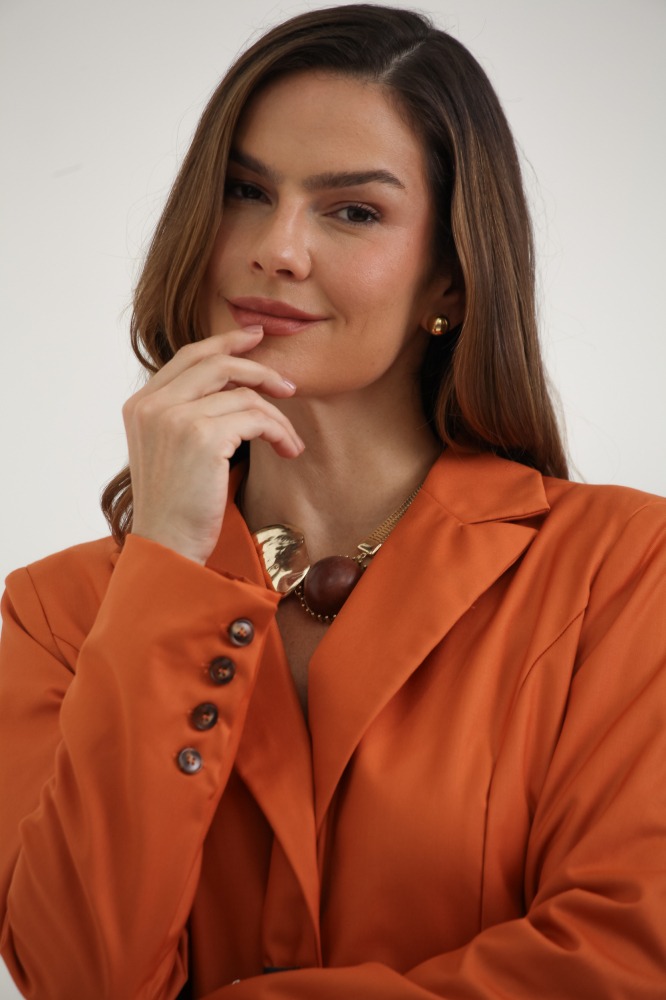 9037568 - Blazer Básico Botão Tartaruga CORAL