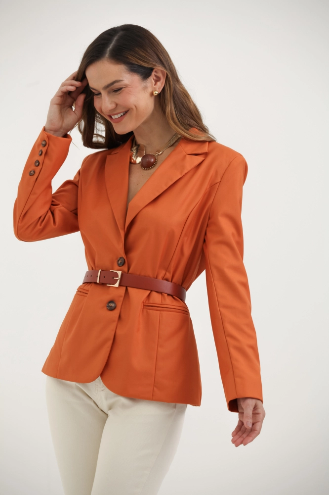 9037568 - Blazer Básico Botão Tartaruga CORAL 9037568 - Blazer Básico Botão Tartaruga CORAL - Imagem 2