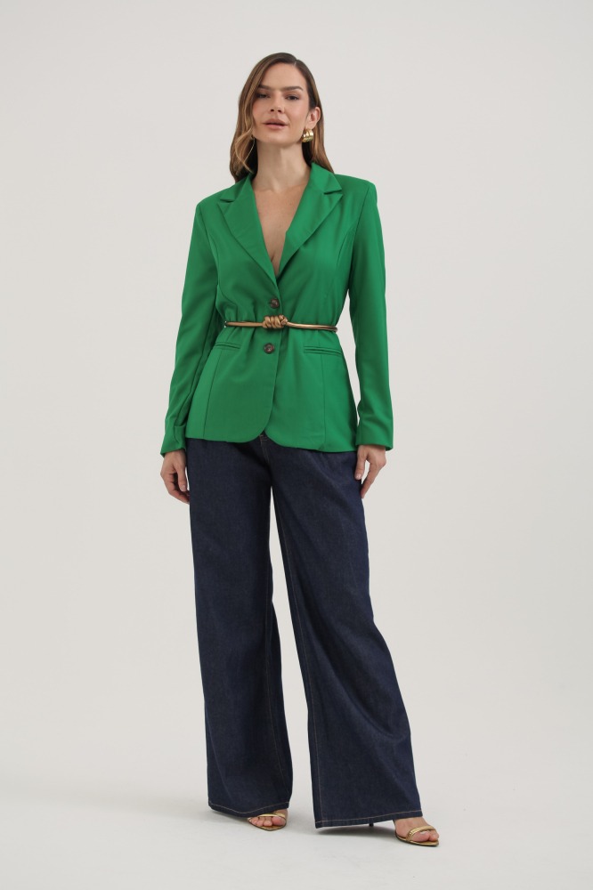 9037568 - Blazer Básico Botão Tartaruga VERDE 9037568 - Blazer Básico Botão Tartaruga VERDE