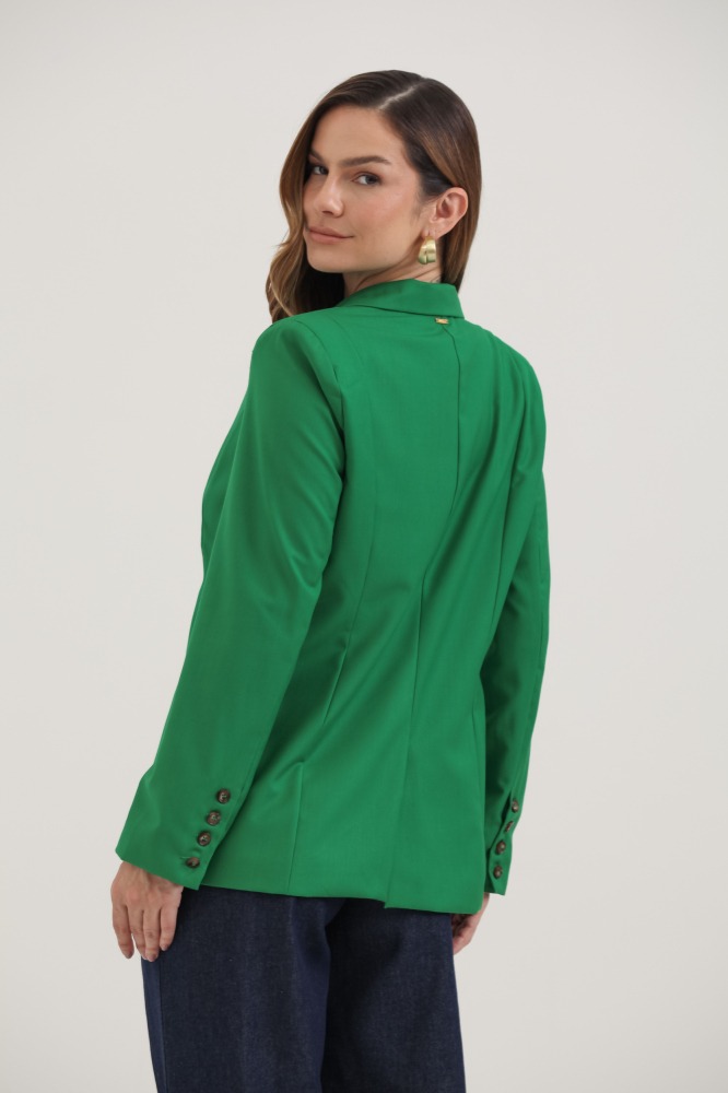 9037568 - Blazer Básico Botão Tartaruga VERDE 9037568 - Blazer Básico Botão Tartaruga VERDE