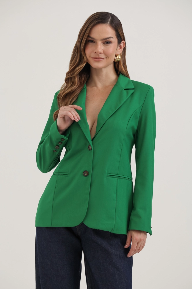 9037568 - Blazer Básico Botão Tartaruga VERDE 9037568 - Blazer Básico Botão Tartaruga VERDE - Imagem 2