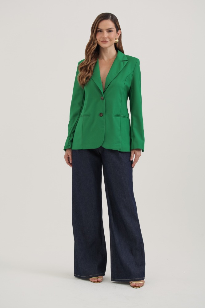 9037568 - Blazer Básico Botão Tartaruga VERDE 9037568 - Blazer Básico Botão Tartaruga VERDE