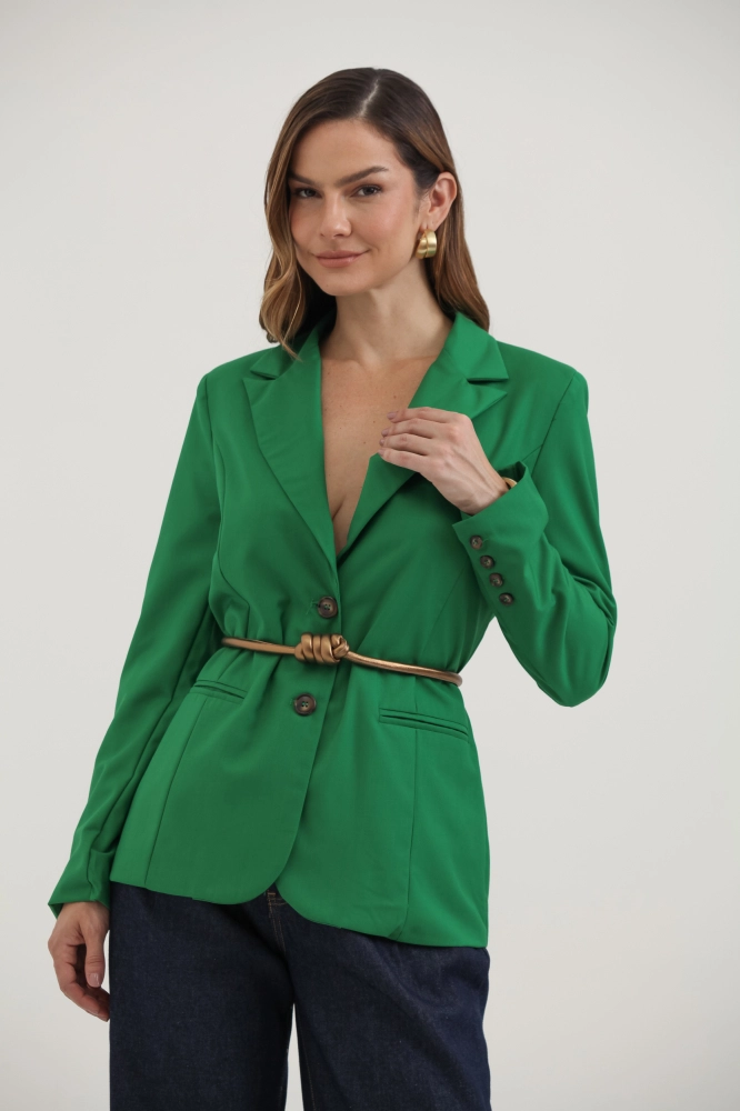 9037568 - Blazer Básico Botão Tartaruga VERDE 9037568 - Blazer Básico Botão Tartaruga VERDE - Imagem 1
